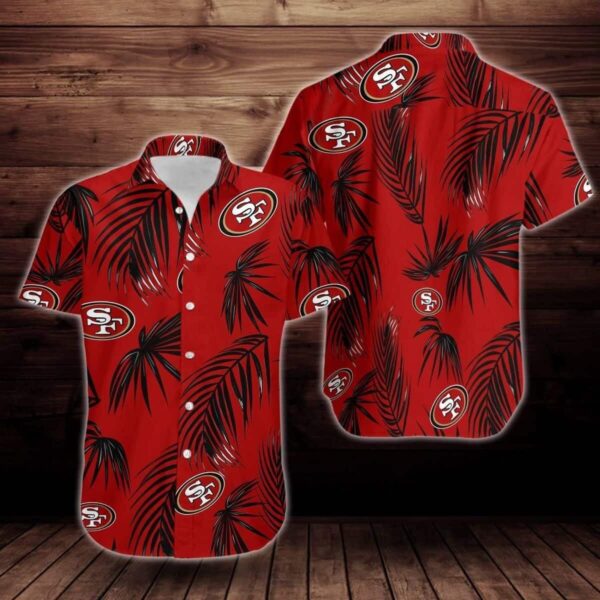 NFL San Francisco 49ers Hawaiian Shirt Palm Leaves Pattern Summer Beach Gift NFL Hawaiian Shirt