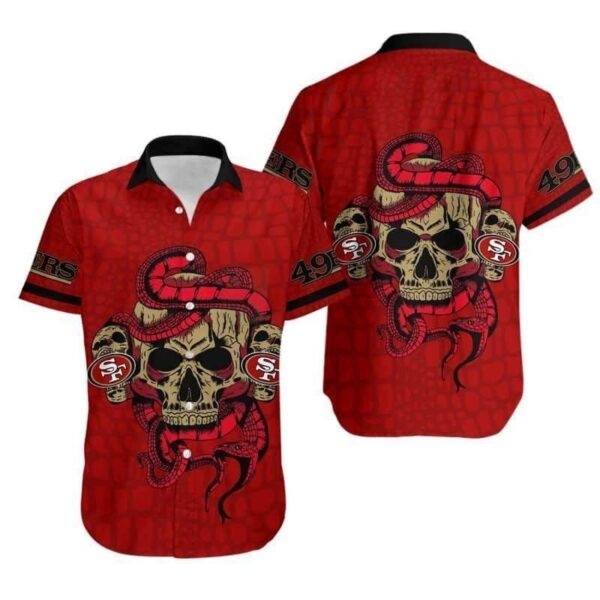NFL San Francisco 49ers Hawaiian Shirt Snake And Skull NFL Hawaiian Shirt