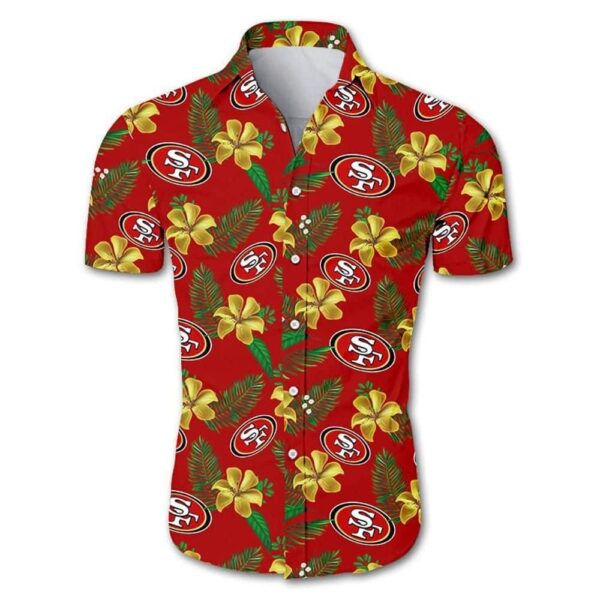 NFL San Francisco 49ers Hawaiian Shirt Tropical Flower Pattern NFL Hawaiian Shirt