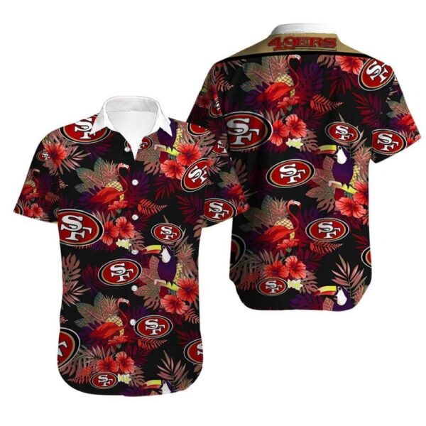 NFL San Francisco 49ers Hawaiian Shirt Tropical Pattern NFL Hawaiian Shirt