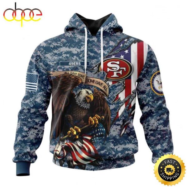 NFL San Francisco 49ers Honor Us Navy Veterans 3D Hoodie