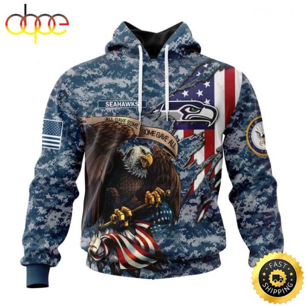 NFL Seattle Seahawks Honor Us Navy Veterans 3D Hoodie