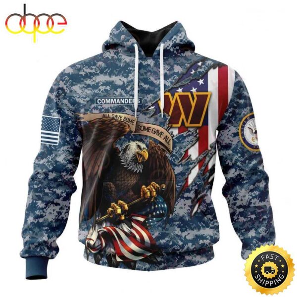 NFL Washington Commanders Honor Us Navy Veterans 3D Hoodie