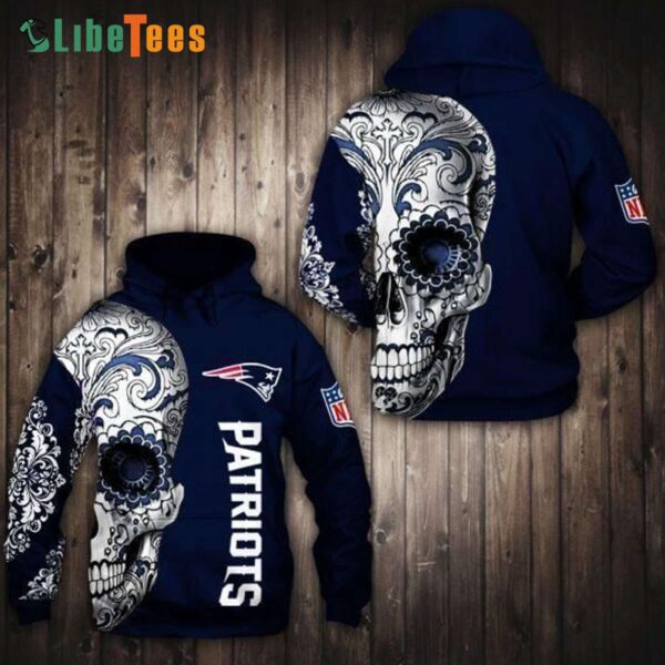 Navy Blue Skull New England Patriots Hoodie Patriots Gift custom shirt