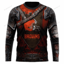 New Cleveland Browns nfl Warrior customized 3D long sleeve shirt custom name