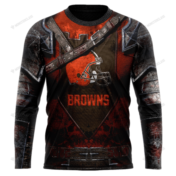New Cleveland Browns nfl Warrior customized 3D long sleeve shirt custom name