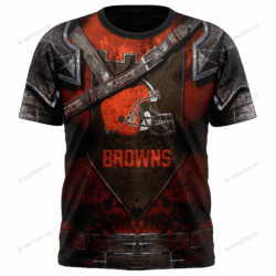New Cleveland Browns nfl Warrior customized 3D t shirt custom name 1