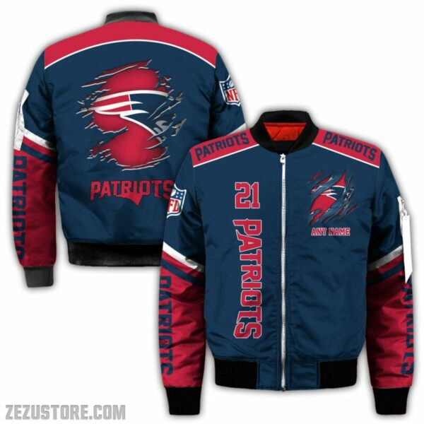 New England Patriots NFL all over 3D Bomber jacket fooball gift for fan