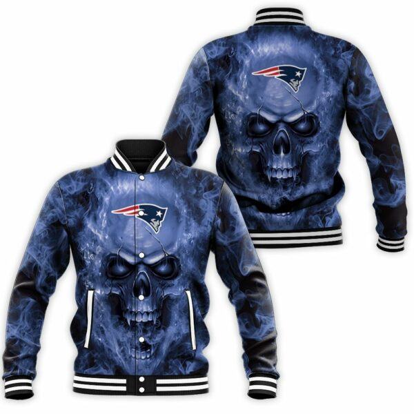 New England Patriots Nfl Fans Skull Baseball Jacket