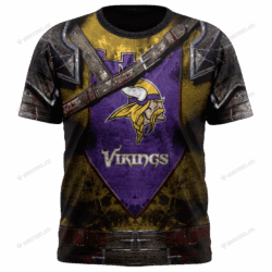 New Minnesota Vikings nfl Warrior customized 3D t shirt custom name 1