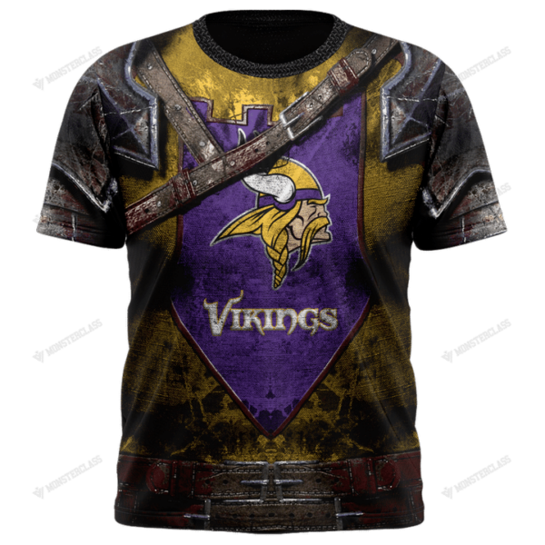 New Minnesota Vikings nfl Warrior customized 3D t shirt custom name 1