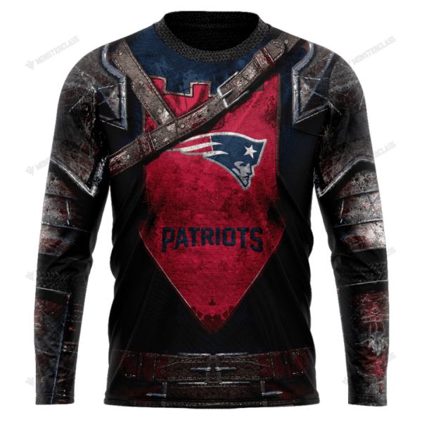 New New England Patriots nfl Warrior customized 3D long sleeve custom name 1