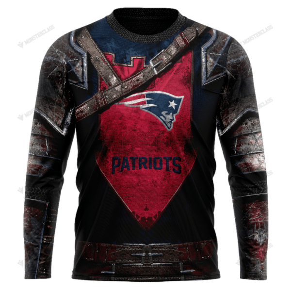 New New England Patriots nfl Warrior customized 3D long sleeve custom name 1