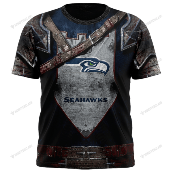New Seattle Seahawks nfl Warrior customized 3D t shirt custom name 1