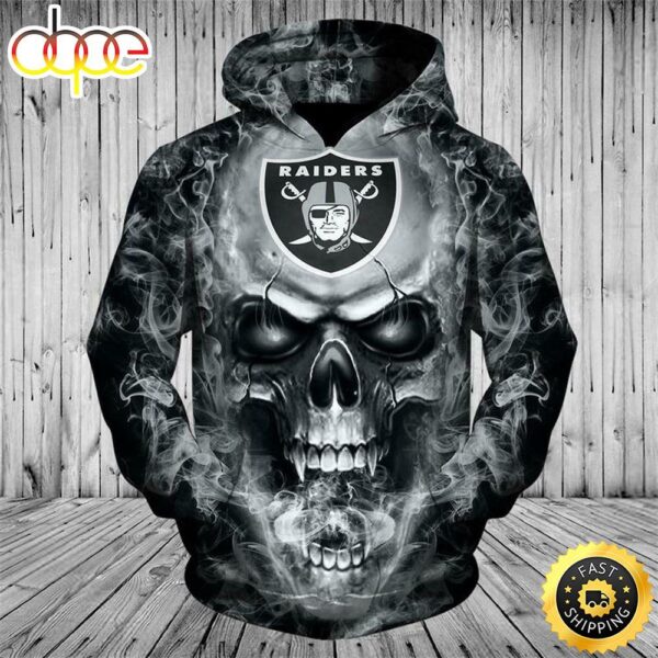 Nfl Hoodies 3d Skull Oakland Raiders Hoodie Sweatshirt Zip Up Pullover