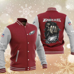 Nfl Philadelphia Eagles Red Grey Skull Trendy Hawaiian Shirt Aloha Shirt