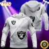 Oakland Raiders Nfl All Over Print Grey Hoodie T Shirt Zip Hooded