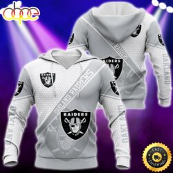 Oakland Raiders Nfl All-Over Print Grey Hoodie T-Shirt Zip Hooded