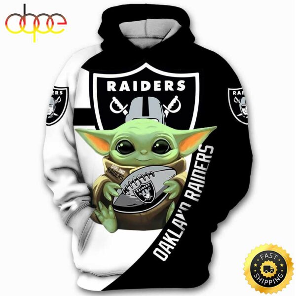 Oakland Raiders Nfl Yoda Baby Yoda Star Wars 3d Hoodie