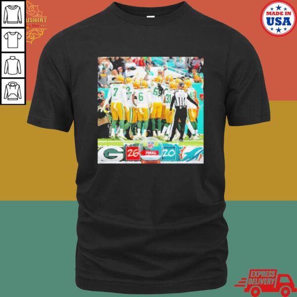 Official Green Bay Packers 26 20 Miami Dolphins NFL 2022 holiday game final score shirt