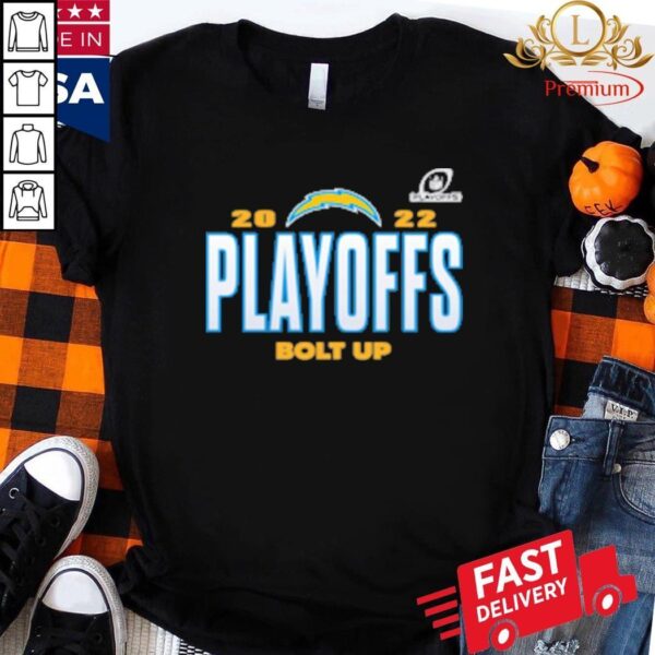 Official Los Angeles Chargers Bolt Up Fanatics 2022 NFL Playoffs Our Time T Shirt