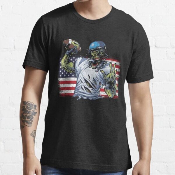 Patriotic Football For A USA Flag Quarterback Zombie Fanatic Essential T Shirt28 1