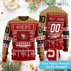 Personalized 49ers Ugly Sweater Football Field San Francisco 49ers Gift