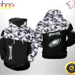 Philadelphia Eagles NFL Camo Veteran Team 3D All Over Print Zip-up Hoodie