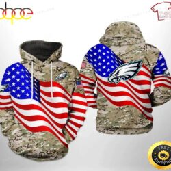 Philadelphia Eagles NFL Flag Of The United States Camo Veteran 3D Hoodie