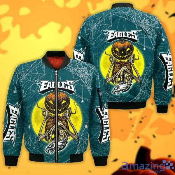 Philadelphia Eagles nfl Pumpskin Monster Halloween 3D All Over Printed bomber jacket