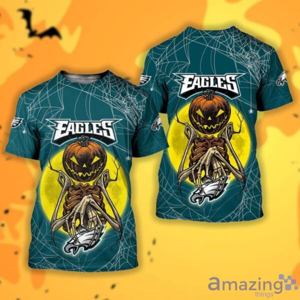 Philadelphia Eagles nfl Pumpskin Monster Halloween 3D All Over Printed t shirt