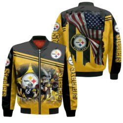 Pittsburgh Steelers Nfl Great Players 2020 Season American Flag 3d Bomber Jacket custom fan