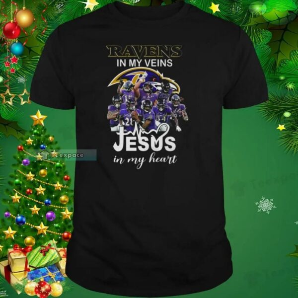 Ravens Baltimore In My Veins Jesus In My Hearts Signatures Shirt 1