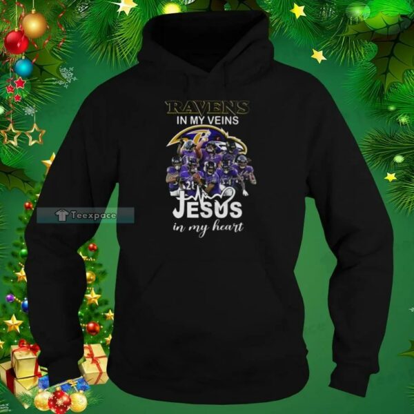 Ravens Baltimore In My Veins Jesus In My Hearts Signatures Shirt 2