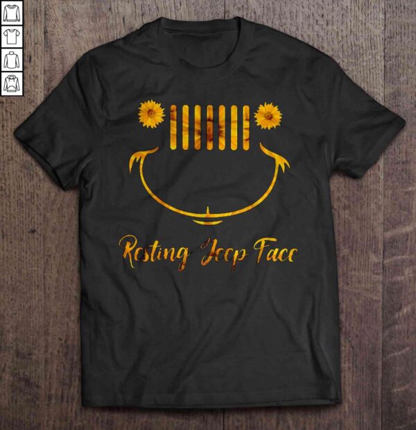 Resting Jeep Face Sunflower V Neck T Shirt