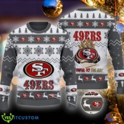 San Francisco 49ers NFL 3D Sweater, Ever Upwards Gloves Pattern Ugly Xmas Grey