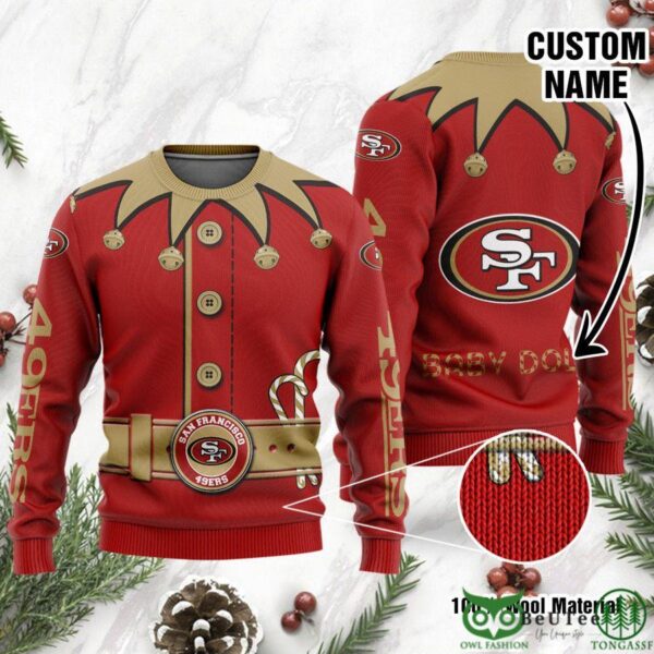 San Francisco 49ers Ugly Sweater, Custom Name NFL Football