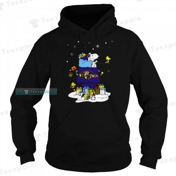 Santa Snoopy Wish You A Merry Christmas Baltimore Ravens Shirt 2