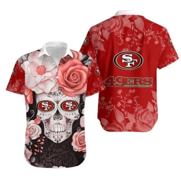 Skull Rose With NFL San Francisco 49ers Hawaiian Shirt NFL Hawaiian Shirt