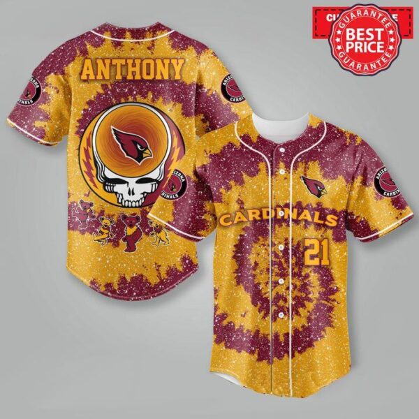 Arizona Cardinals NFL Grateful Dead 3D Personalized Premium Baseball Jersey