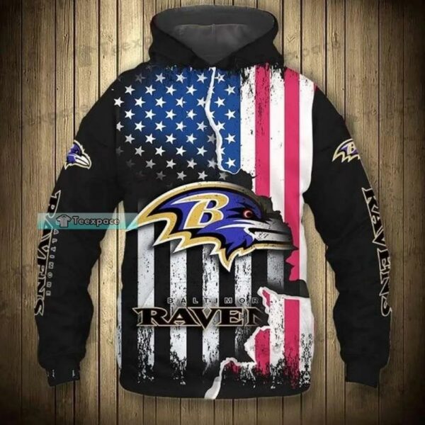 Baltimore Ravens American Flag Dusty Style Hoodie 2