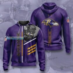 Baltimore Ravens Art Player Stripes Texture Hoodie_1
