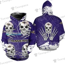 Nfl Los Angeles Rams Skull New Trend Summber Trendy Hawaiian Shirt Aloha Shirt Baltimore Ravens Cobweb Finger Skull Brush Pattern Hoodie_2