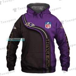 Baltimore Ravens Curved Black Purple Texture Hoodie_2