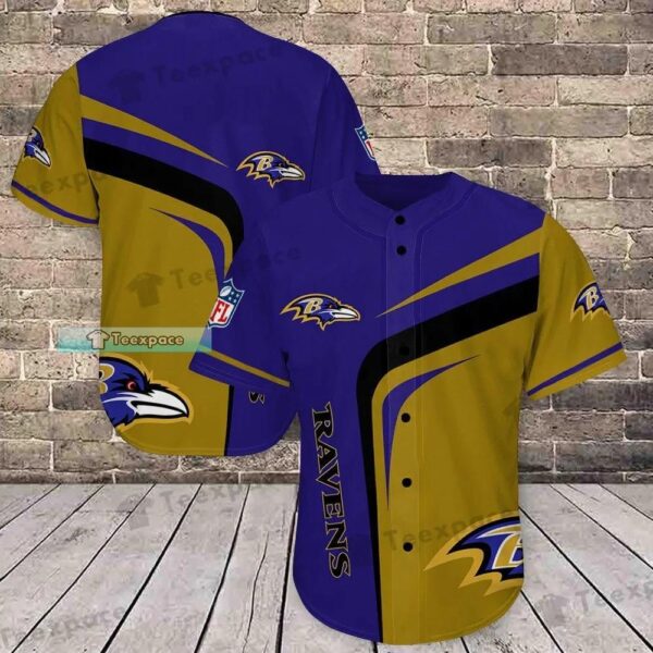 Baltimore Ravens Curved Sharp Pattern Baseball Jersey Shirt 1