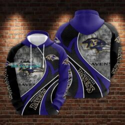 Baltimore Ravens Curved Steel Crack Pattern Hoodie_2