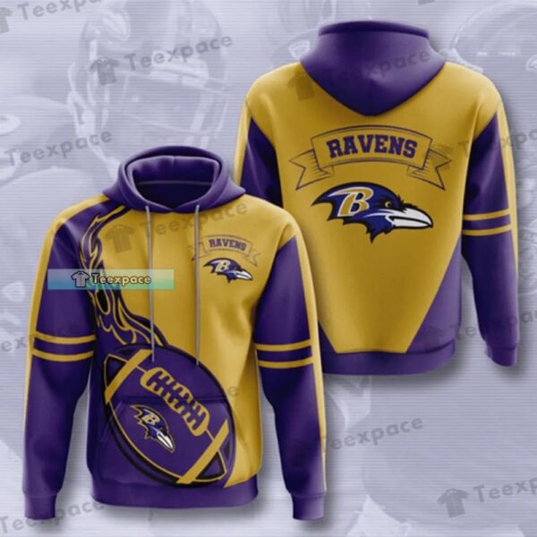 Baltimore Ravens Flame Rugby Ball Hoodie 1