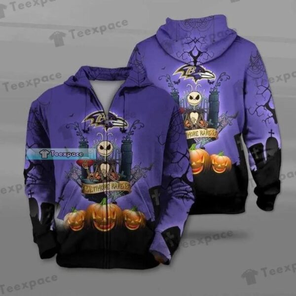 Baltimore Ravens Jack Skellington Pumpskins Halloween Hoodie 2