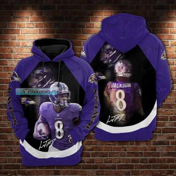 Baltimore Ravens Lamar Jackson Brush Texture Hoodie 2