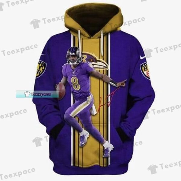 Baltimore Ravens Lamar Jackson Stripes Pattern Hoodie 1